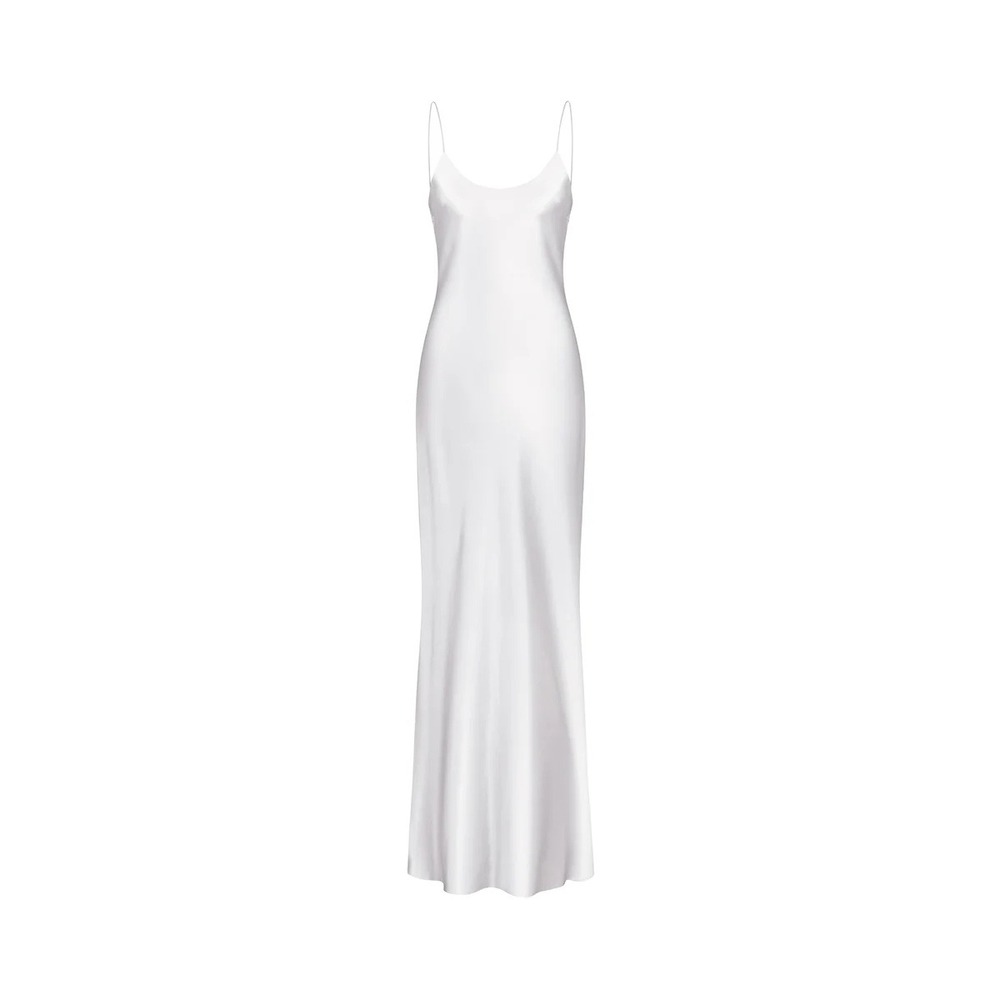 $621 Selezza London Maxi Slip Dress White sz XS Gown Evening Cocktail Party